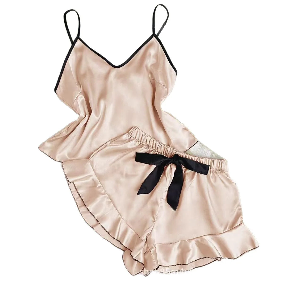 Satin V-Neck Pajama Set